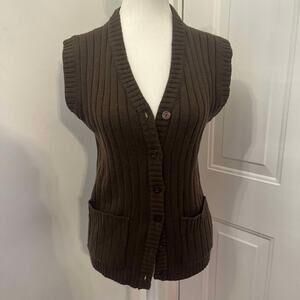 Vintage 60's Brown Button Down Sweater Vest Merville Fashions Size Medium